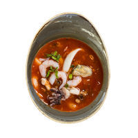 Spicy tomato soup with seafood